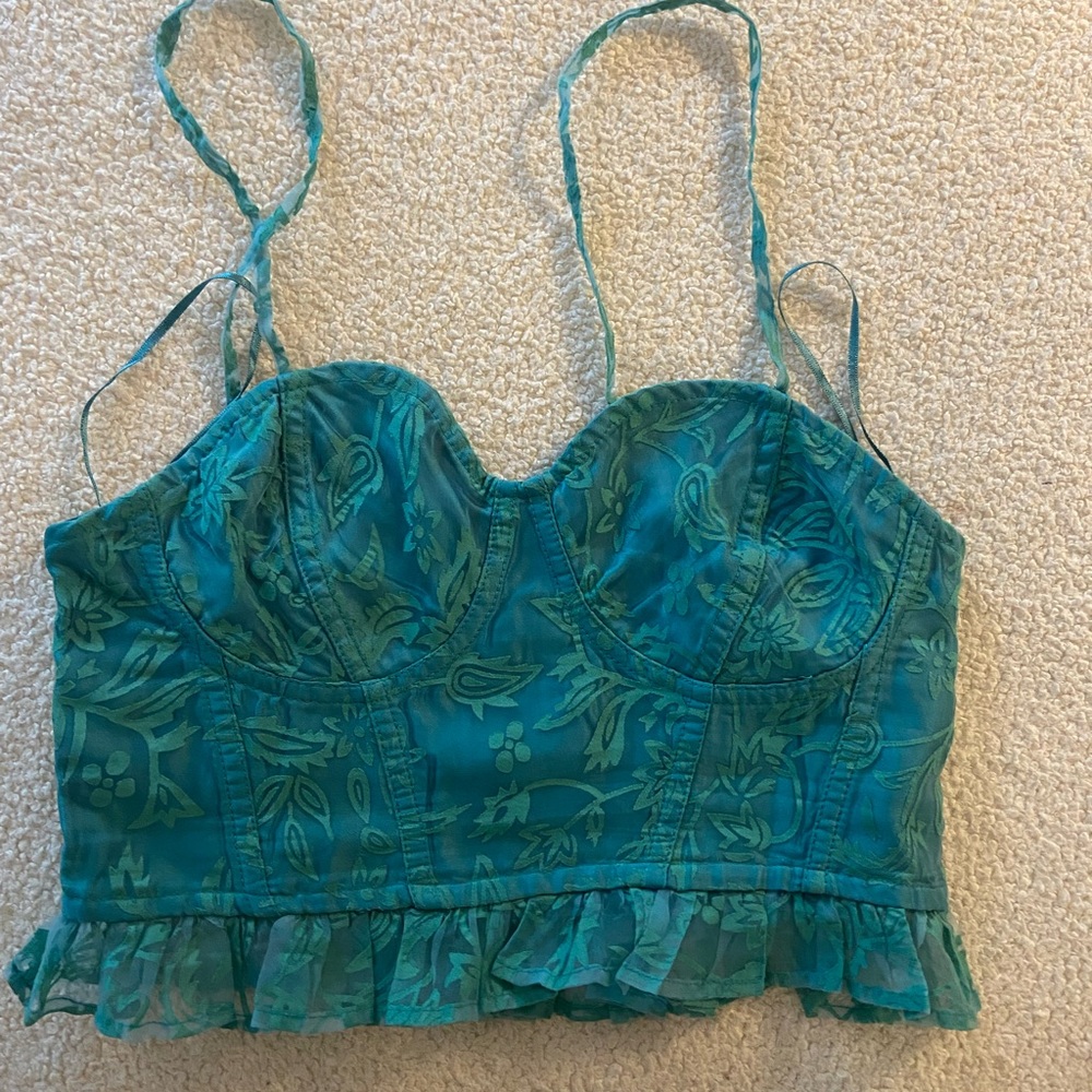 Floral Teal Corset Top